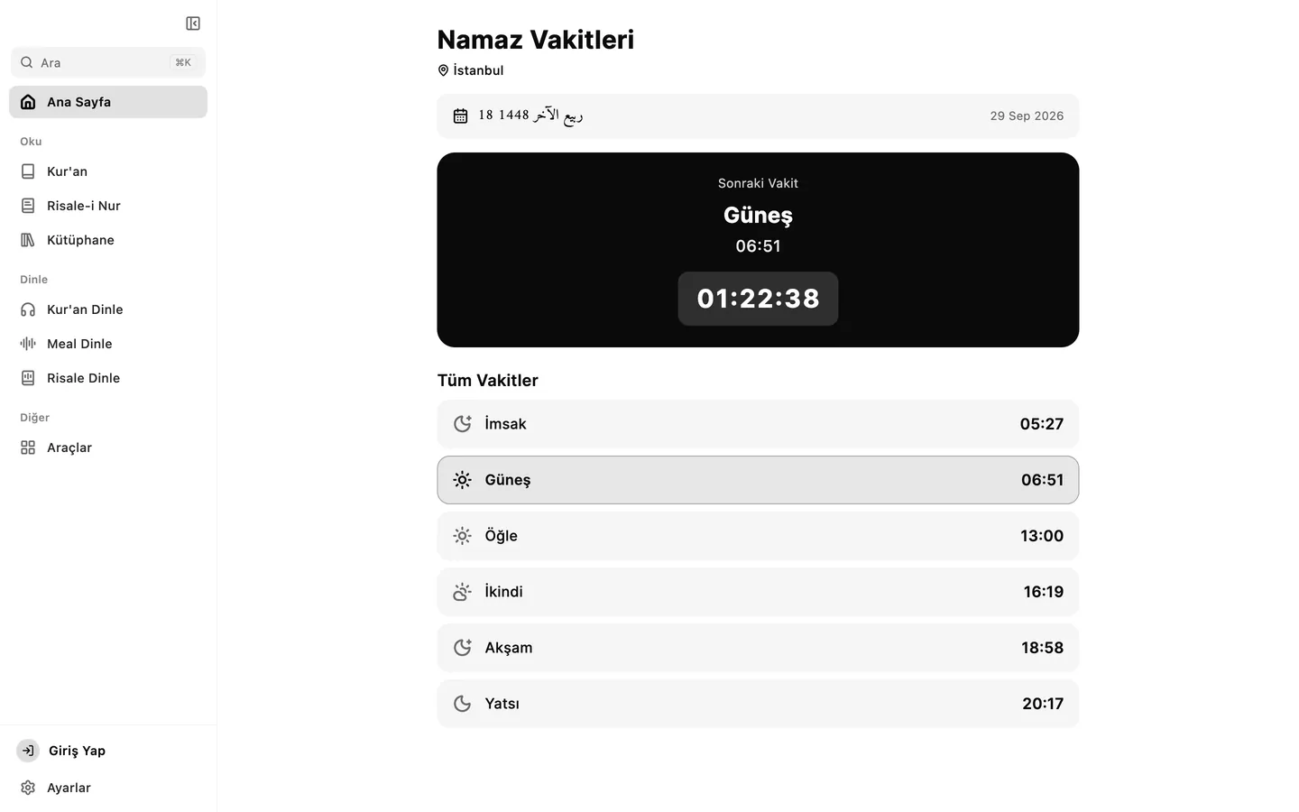 Namaz vakitleri